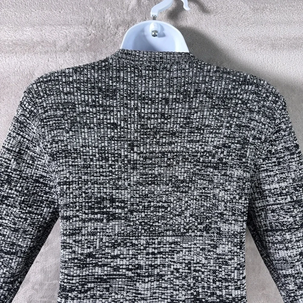 Ganni Melange Knit Top Womens Large Gray Crystal Embellished 3/4 Sleeve